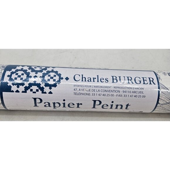 New Charles Burger Wallpaper Blue Toile 21" x 11 yards Ballon de Gonesse - Picture 3 of 6